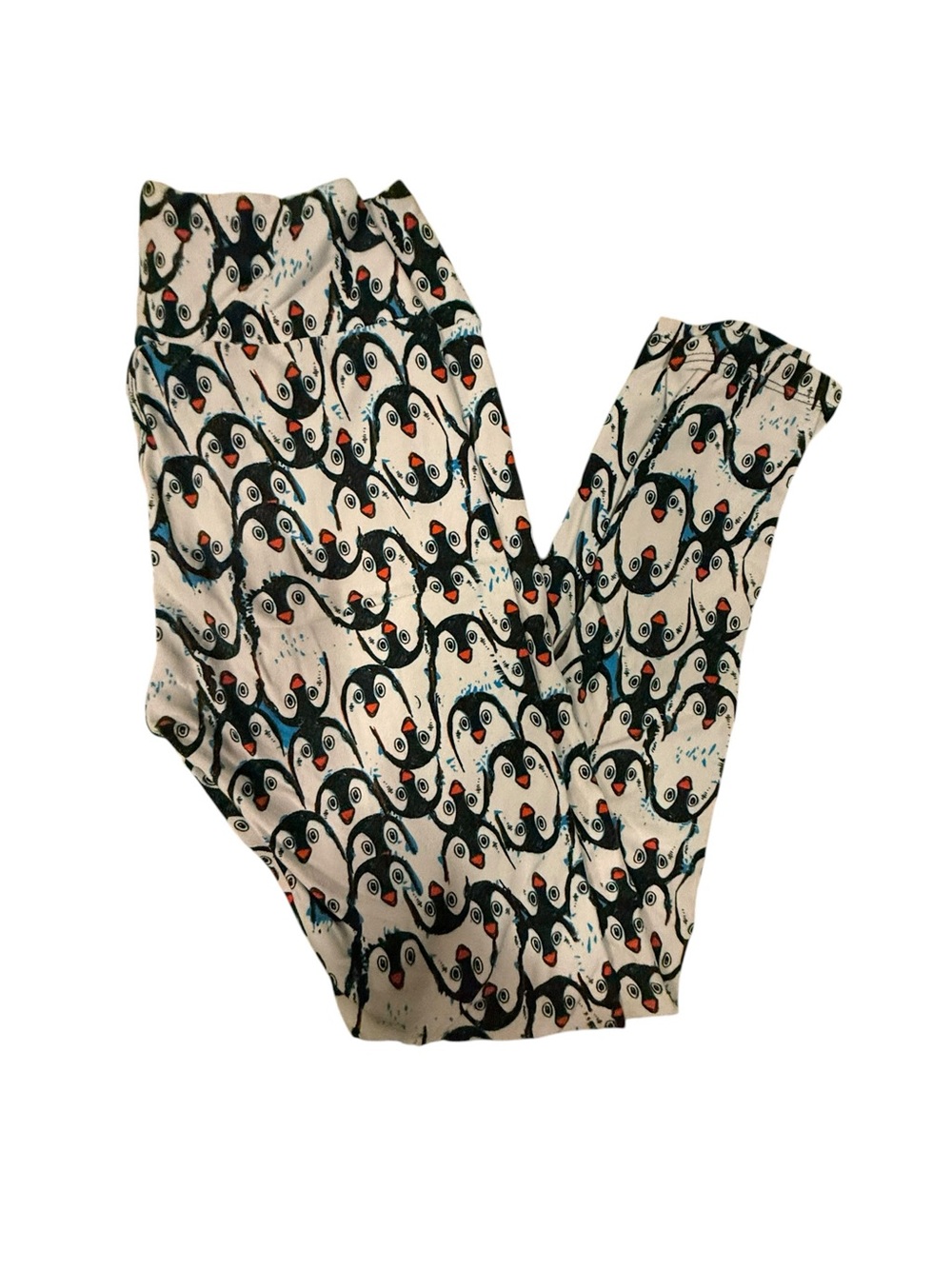 LuLaRoe White Penguin Print Leggings